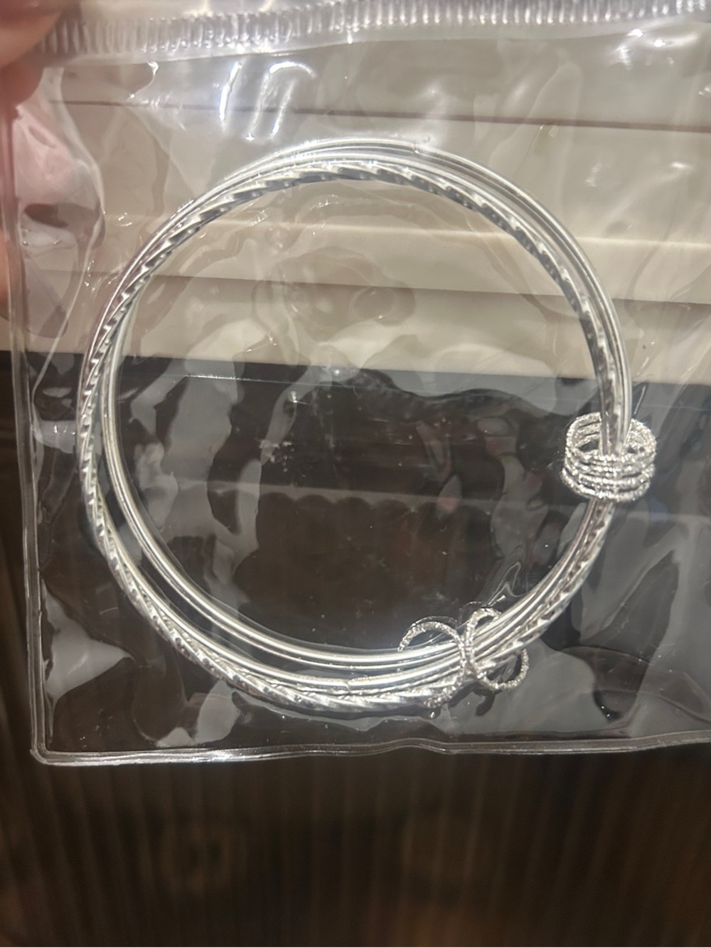 Silver Knot Stackable Bangle Bracelet Set - Women's Jewelry
